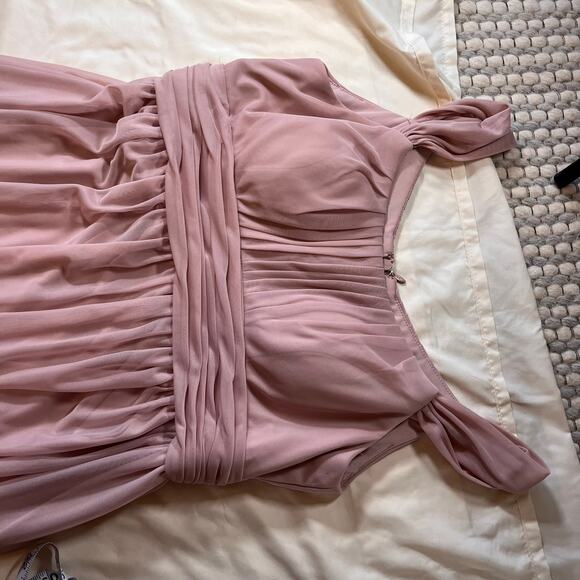 Azazie Pink Melanie Empire Formal Bridesmaid Maxi Floor Length Dress Wmns 12 - Picture 4 of 16